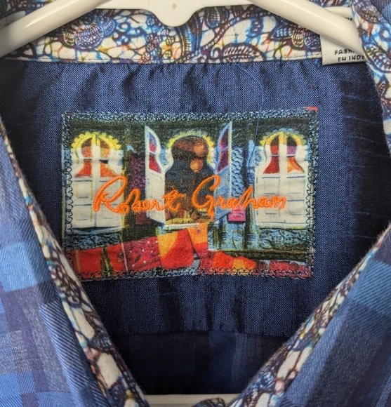 ROBERT GRAHAM Long Sleeve Men Casual Button Down Shirt Size Medium 100% Cotton - Picture 7 of 12